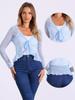 Allegra K Ruffle Mesh Shrug for Women's Long Sleeves Self Tie Casual Bolero Cardigan Large Light Blue view 2