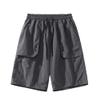 QOAAIE Men's Summer Casual Cargo Shorts Elastic Waist Drawstring Straight Leg Shorts Outdoor Cotton Work Athletic Shorts (Dark Grey,Large) view 1