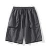 QOAAIE Men's Summer Casual Cargo Shorts Elastic Waist Drawstring Straight Leg Shorts Outdoor Cotton Work Athletic Shorts (Dark Grey,Large) view 4