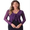 Allegra K Ruffle Mesh Shrug for Women's Long Sleeves Self Tie Casual Bolero Cardigan Medium Purple view 1