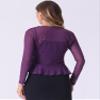 Allegra K Ruffle Mesh Shrug for Women's Long Sleeves Self Tie Casual Bolero Cardigan Medium Purple view 2