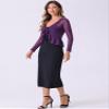 Allegra K Ruffle Mesh Shrug for Women's Long Sleeves Self Tie Casual Bolero Cardigan Medium Purple view 3