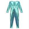 dPois Womens Shiny Metallic Unitard Round Neck Long Sleeve Footless Zentai Suit Catsuit Dancewear Blue X-Large view 4
