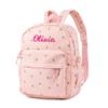 MT WORLD Floral Toddler Backpack Personalized Daycare Backpack Little Girls Daypack with Flower Custom Bookbag Gifts with Embroidered Name for School Overnigtht Daily Activities (Pink) view 1