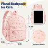 MT WORLD Floral Toddler Backpack Personalized Daycare Backpack Little Girls Daypack with Flower Custom Bookbag Gifts with Embroidered Name for School Overnigtht Daily Activities (Pink) view 2