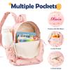 MT WORLD Floral Toddler Backpack Personalized Daycare Backpack Little Girls Daypack with Flower Custom Bookbag Gifts with Embroidered Name for School Overnigtht Daily Activities (Pink) view 3