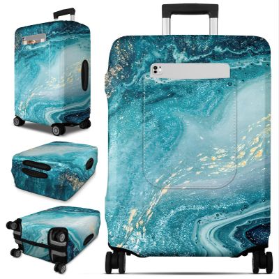 Slohif Luggage Cover for Suitcase Tsa Approved Protector - Luggage Sleeve Large Suit Case Cover Travel Stretch Baggage Case Protective Washable Fit 24-27 Inch Sea Wave M