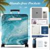 Slohif Luggage Cover for Suitcase Tsa Approved Protector - Luggage Sleeve Large Suit Case Cover Travel Stretch Baggage Case Protective Washable Fit 24-27 Inch Sea Wave M view 3