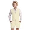 Wotoko Boys Summer Linen Suit Slim Fit Kids Tuxedo Beach Wedding Suits for Boys 2 Pieces Vest Short Pants Set,Ivory,18 view 1