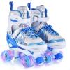 TOMSHOO Roller Skates for Kids Child, 4 Size Adjustable Quad Skates with Light up Wheels Fun Illuminating Skates for Boys Toddlers Patines para nias (Blue) (Blue, Large - Youth (3.5-6)) view 1