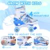 TOMSHOO Roller Skates for Kids Child, 4 Size Adjustable Quad Skates with Light up Wheels Fun Illuminating Skates for Boys Toddlers Patines para nias (Blue) (Blue, Large - Youth (3.5-6)) view 2