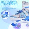TOMSHOO Roller Skates for Kids Child, 4 Size Adjustable Quad Skates with Light up Wheels Fun Illuminating Skates for Boys Toddlers Patines para nias (Blue) (Blue, Large - Youth (3.5-6)) view 3