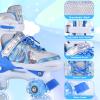 TOMSHOO Roller Skates for Kids Child, 4 Size Adjustable Quad Skates with Light up Wheels Fun Illuminating Skates for Boys Toddlers Patines para nias (Blue) (Blue, Large - Youth (3.5-6)) view 4