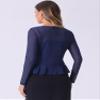 Allegra K Ruffle Mesh Shrug for Women's Long Sleeves Self Tie Casual Bolero Cardigan Medium Dark Blue view 3