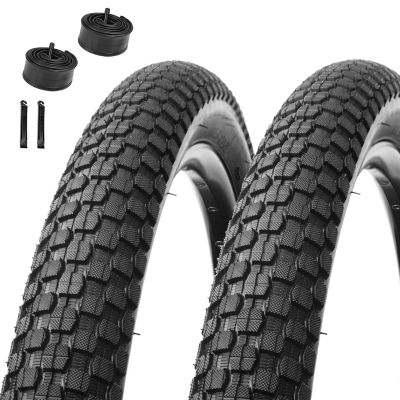 20 inch BMX Bike Tire and Tube Set,Fit 1.75/1.95/2.125/2.35" Wide Rims,2 Pack Puncture Proof Tyres with Pair Levers for Mountain Beach Cruiser Bicycle,32mm Schrader Valve