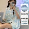 TradWloth Cute Women's Pajama Sets, Cartoon Print Sleepwear Short Sleeve Shirt and Casual Short - 2 Piece Blue view 3