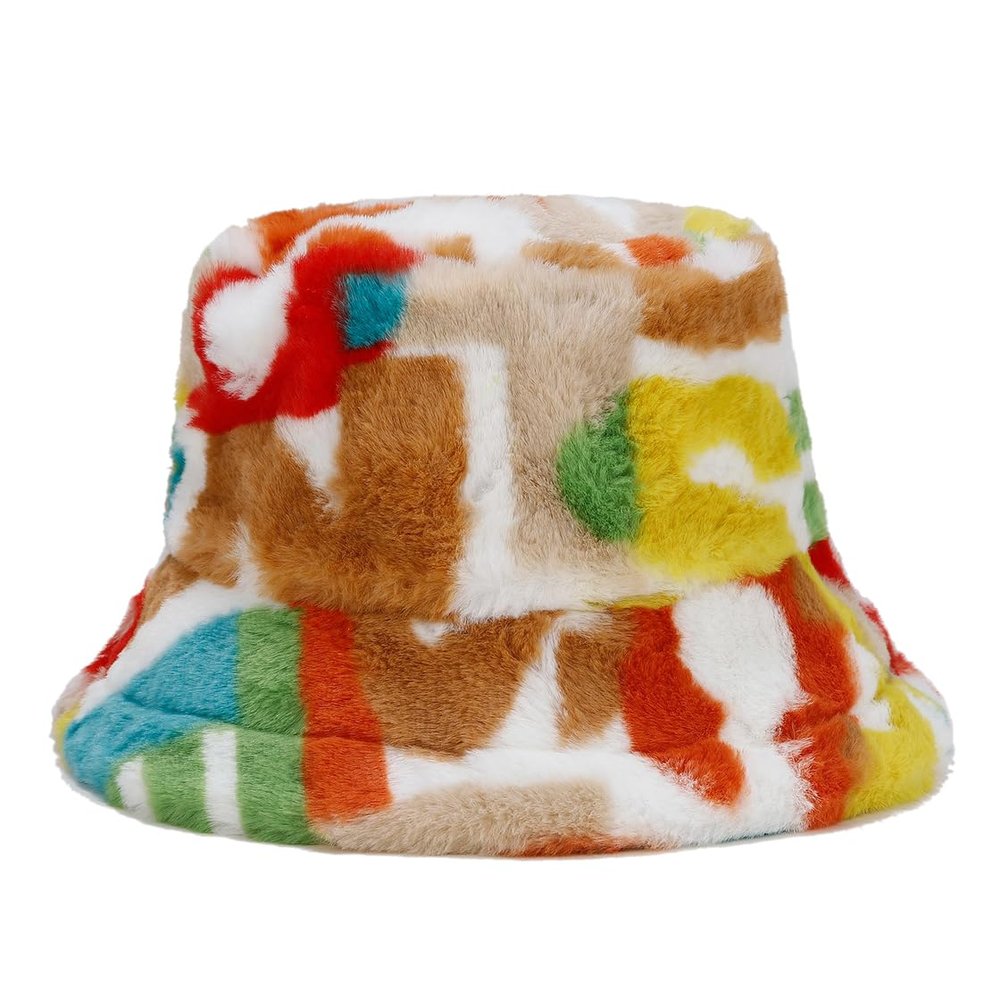 Quanhaigou Winter Faux Fur Bucket Hat,Fuzzy Warm Hat for Women Men, Fluffy Fisherman Cap (Number White)