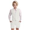 Wotoko Boys Summer Linen Suit Slim Fit Kids Tuxedo Beach Wedding Suits for Boys 2 Pieces Vest Short Pants Set,White,20 view 1
