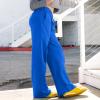 Baggy Wide Leg Sweatpants Women Drawstring Low Rise Cute Y2k Pants Athletic Works Joggers Sweat Pants Cotton Fold Over Straight Leg Trouser Yoga Pants with Pockets Teen Girls Y2k Clothes Streetwear view 3