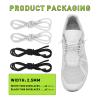2 Pairs 1/10" (2.5mm) Elastic Thin Shoe Laces, Stretch Round Shoelaces Shoe Strings Replacement for Sneaker,Tieless No Tie Laces for Adults and Kids (Black+White, 20''/50cm) view 2