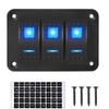 3 Gang Marine Boat Rocker Switch Panel Waterproof 12V 20A/24V 10A 5 Pin SPST ON Off Pre-Wired Automotive LED Light Rocker Toggle Switch Aluminum Panel for Car Truck RV ATV UTV RZR 4x4 (Blue) view 1