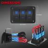 3 Gang Marine Boat Rocker Switch Panel Waterproof 12V 20A/24V 10A 5 Pin SPST ON Off Pre-Wired Automotive LED Light Rocker Toggle Switch Aluminum Panel for Car Truck RV ATV UTV RZR 4x4 (Blue) view 2