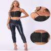 Allegra K Denim Bustier Crop Top for Women's Zip Up Adjustable Straps Jean Corset Top X-Large Black view 2