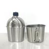 Hamans Stainless Steel Military Canteen Kit, 1000ml Bottle with 500ml Cup view 1