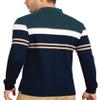AbbyHold Long Sleeve Stripe Polo Shirts for Men Slim Fit Golf Collared Work Casual Dress Shirts (M, Green) view 2
