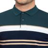 AbbyHold Long Sleeve Stripe Polo Shirts for Men Slim Fit Golf Collared Work Casual Dress Shirts (M, Green) view 3