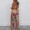 Women's 2-Piece Printed Lace-Up Vest-Camisole Wide-leg Pants Printed Positioned Off-the-Shoulder Top Party Club Set(Orange,X-Large) view 3