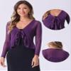 Allegra K Ruffle Mesh Shrug for Women's Long Sleeves Self Tie Casual Bolero Cardigan Small Purple view 4