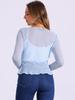 Allegra K Ruffle Mesh Shrug for Women's Long Sleeves Self Tie Casual Bolero Cardigan Medium Light Blue view 3