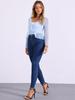 Allegra K Ruffle Mesh Shrug for Women's Long Sleeves Self Tie Casual Bolero Cardigan Medium Light Blue view 4