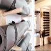 Yoga Mat Storage Racks, Yoga Mat Holder, 9 Layer Wood Yoga Mat Holder for Commercial Gym, Wall Mount Home Yoga Mat Storage Racks for Hanging Exercise Mats, Freestanding Display Shelf view 4