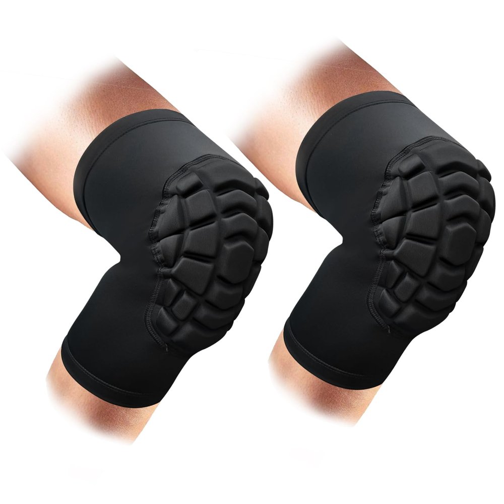 ZODEYI Wrestling Knee Pads Short Knee Sleeve, 2 Pcs Knee Compression Sleeve for Football, Basketball, Volleyball(Black_L_2 Pcs)