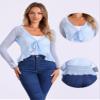 Allegra K Ruffle Mesh Shrug for Women's Long Sleeves Self Tie Casual Bolero Cardigan Small Light Blue view 2