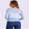 Allegra K Ruffle Mesh Shrug for Women's Long Sleeves Self Tie Casual Bolero Cardigan Small Light Blue view 3