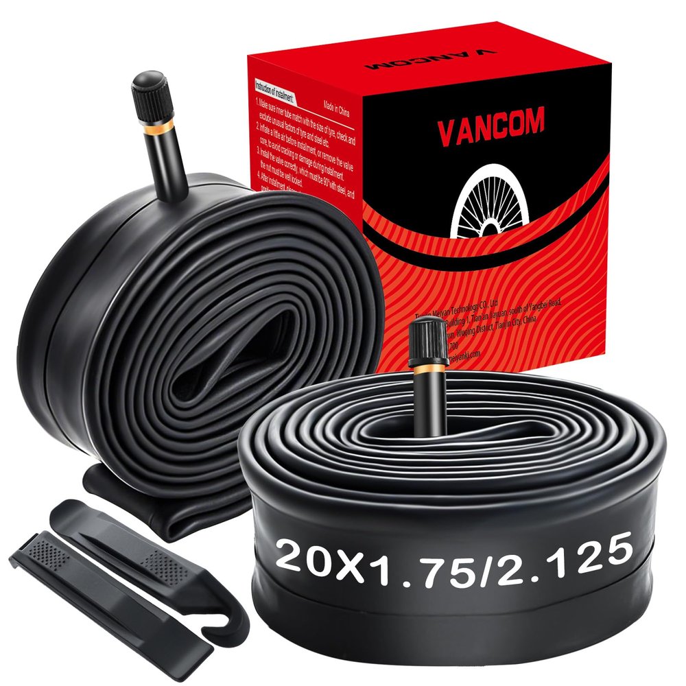 2 Pack Heavy Duty 20X1.75/1.95/2.10/2.125 Strong Airtightness, Puncture Resistant Butyl Rubber Inner Tube with 32mm Schrader Valve for Downhill, BMX, MTB