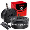 2 Pack Heavy Duty 20X1.75/1.95/2.10/2.125 Strong Airtightness, Puncture Resistant Butyl Rubber Inner Tube with 32mm Schrader Valve for Downhill, BMX, MTB view 1
