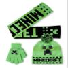 Minecraft Boys Beanie, Gloves & Scarf Set | Kids One Size Green Knitted Winter Pom Pom Hat | Warm Gloves & Scarf with Creeper Character Face Logo | Mojang Video Game Merchandise Gift view 1
