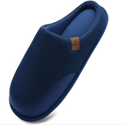 COFACE Mens Cozy Memory Foam Scuff Slippers Casual Slip On Warm House Shoes Indoor/Outdoor Mesh Sandal Slippers size 9 Blue
