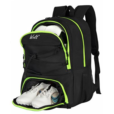 WOLT Soccer Backpack Soccer Bag with Ball Holder & Shoes Compartment, Sport Equipment Bags For Football, Basketball, Volleyball, Gym (LemonGreen)