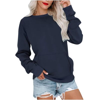 LRMQS Sweatshirt for Women Crewneck Trendy Long Sleeve Shirts with Pocket Fall Fashion 2026 Casual Cute Pullover Clothes