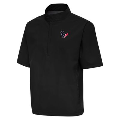 Antigua Men's Black Houston Texans Brisk Short Sleeve Quarter-Zip Windshirt