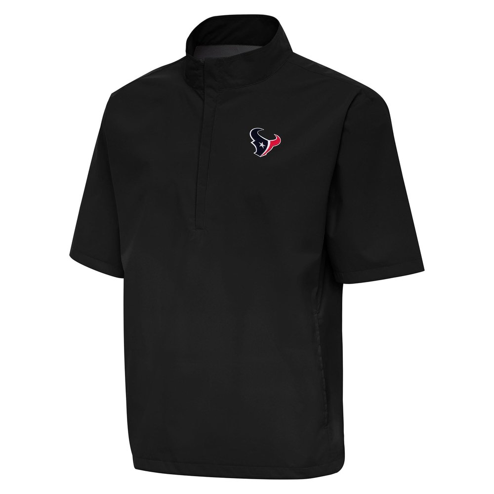 Antigua Men's Black Houston Texans Brisk Short Sleeve Quarter-Zip Windshirt