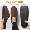 COFACE Mens Cozy Memory Foam Scuff Slippers Casual Slip On Warm House Shoes Indoor/Outdoor Mesh Sandal Slippers size 9 Dark Brown view 2