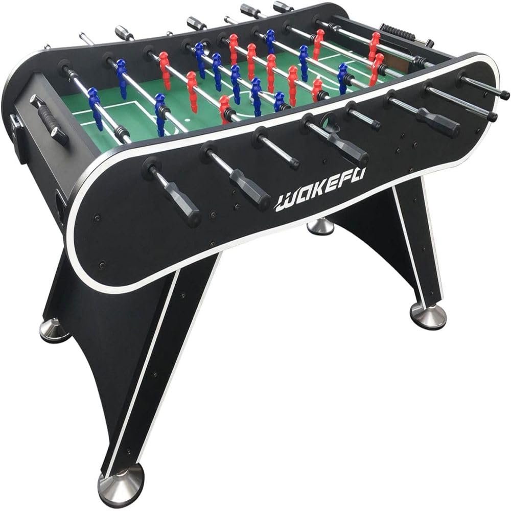 Foosball Table Soccer Arcade Games: Foosball Tables Adult Size for Home, Game Room, Bar - Competition Sized Football Table w/ 2 Balls, 2 Drink Holders, Table Soccer Game for Adults