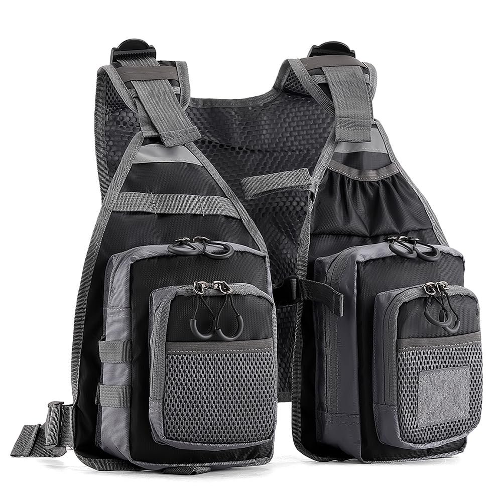 FLYDWV Multi functional breathable vest for sea fishing adventure fishing (black)