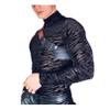 Men's Zebra Print Sheer Mesh High Neck Long Sleeve T Shirts Party Club Top Slim Fit Stretch Base Layer    (Medium) Black view 2